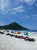 Beautiful white sand and blue sea water at Selong Belanak Beach