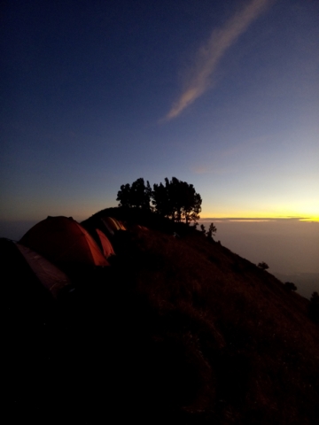 Wonderful sunset at Sembalun Crater Rim campsite