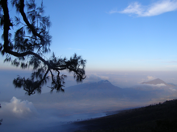 The view from Sembalun Crater Rim on Mount Rinjani trekking