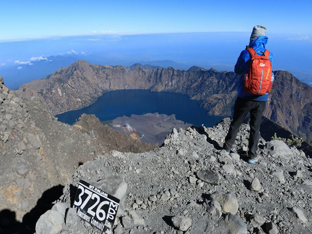 The view from summit of Mount Rinjani Lombok