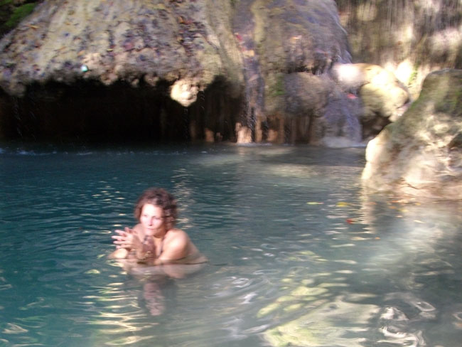 swimming at Jereweh waterfall, taliwang sumbawa barat