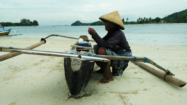 Fisherman at Sekotong Beach, Lombok